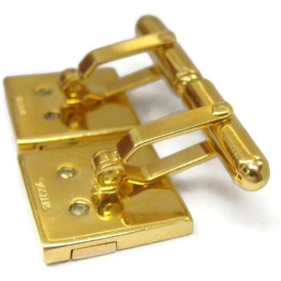 Josten's Cufflinks Gold Tone 10K Gold Ford Insert Wedding Tux Vintage - Picture 12 of 14